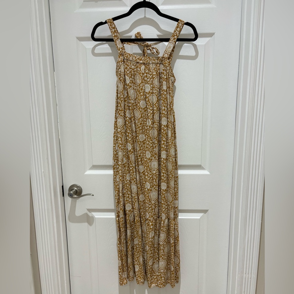 Old Navy floral sleeveless tie-back cut-out maxi swing dress women's size XS